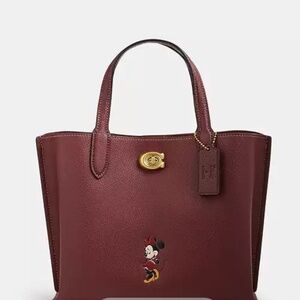 Authentic Coach Disney X Coach Willow Tote Bag 24 With Minnie